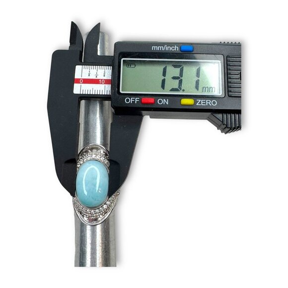 Doug Paulus Sterling Silver Larimar Spinel Oval Ring 5.25 - Picture 9 of 11